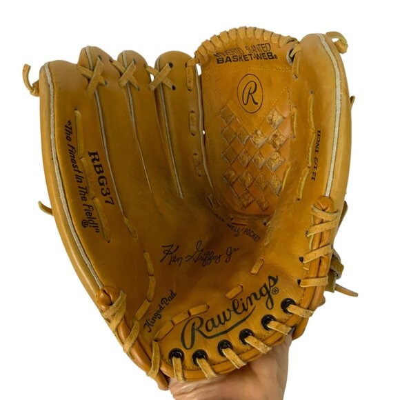 Rawlings RBG37 12.5 in Ken Griffey Jr Baseball Glove LHT Leather Fastback Model - Picture 2 of 9